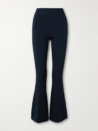 Stella McCartney Pantaloni Svasati In Maglia A Coste - Blu