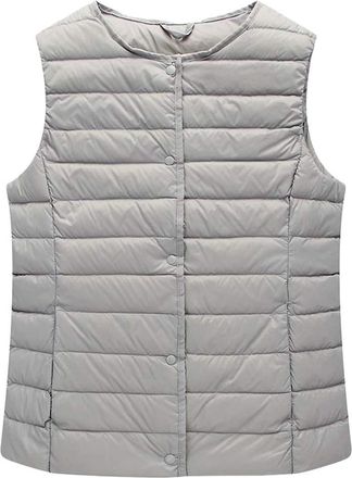 ICEGREY Womens Collarless Lightweight Gilet Quilted Zip Vest Grey 16