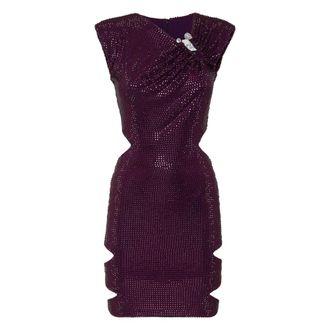 Philipp Plein Mini Dress Crystal - Dames - Feestkleedjes - Paars - S - Polyester - Kleedjes