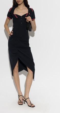Vivienne Westwood Dress Long Monday Pulling, Womens, Navy Blue