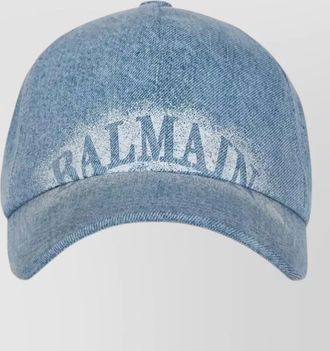 Balmain logo baseball cap curved brim denim