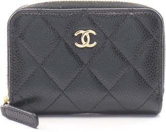 Chanel Black Grained Calfskin Coin Purse/Coin Case (Pre-Owned)
