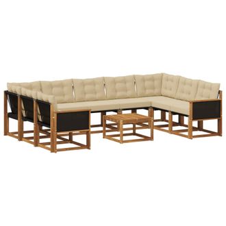 vidaXL Conjunto De Sof&aacute;s De Exterior Con Coj&iacute;n 10 Pcs Natural Y Beige Vidaxl