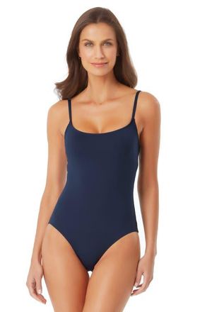 Anne Cole Womens Classic Lingerie Maillot One Piece Swimsuit in Navy at Nordstrom, Size 10