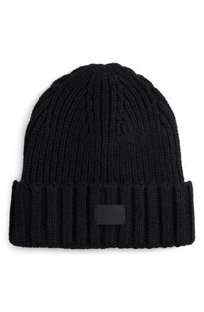 Cole Haan Classic Rib Cuff Beanie in Caviar at Nordstrom Rack