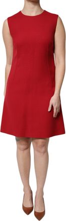 Dolce & Gabbana Womens Red Wool Sleeveless Knee Length A-Line Dress