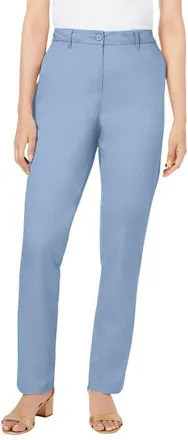 Jessica London Stretch Cotton Chino Straight Leg Pant in Azure Mist at Nordstrom, Size 28