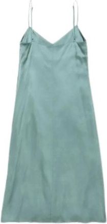 Acne Studios Satijnen Midi Jurk met Kant - Dames - Casual kleedjes - Groen - M - Satijn - Kleedjes