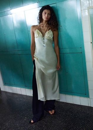 Mango Vestito raso collo a V grezzo - Donna - XS - MANGO