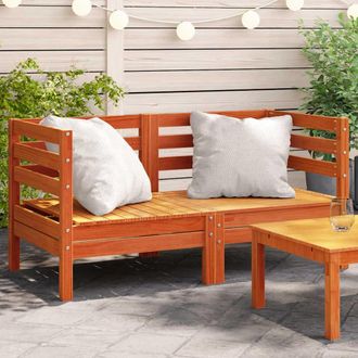 vidaXL Vidaxl - Sof&aacute;s De Esquina De Jard&iacute;n 2 Uds Madera Maciza Pino Marr&oacute;n Cera