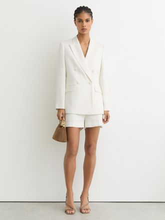 Reiss White Linen-blend Tailored Shorts, 10