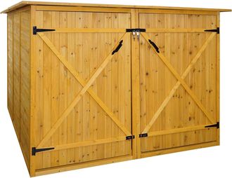 Hhg Garage Armadio Biciclette Con Serratura Hhg 677 Legno Box Doppio 200x200x151cm Legno Chiaro