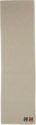 Maison Kitsun&eacute; Fox Head Patch Wool Scarf - unisex - Wintersjaals - Beige - ONE Size - Wol - Accessoires