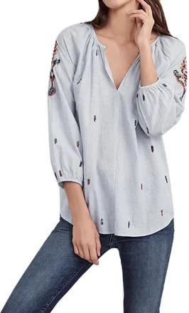 Velvet by Graham & Spencer Shailene Embroidered Blouse Size S