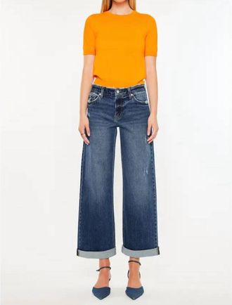 Kancan Rosie High Rise Wide Leg Jeans In Dark Wash