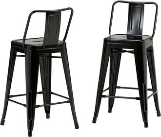 Simpli Home Set Of 2 Rayne Industrial Metal 24In Counter Height Stool (Set Of 2)