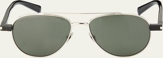 Saint Laurent Mens Sl 843-002 Double-Bridge Aviator Sunglasses