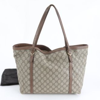 Gucci Brown Leather Coated Canvas Handbag Shoulder Bag Tote Bag (Pre-Owned)