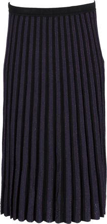 Diane Von Fürstenberg Klara Pleated Stretch-Knit Midi Skirt In Navy Blue Viscose