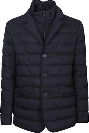 Herno Quilted Black Blazer With Notch Lapel And Alcantara Detail