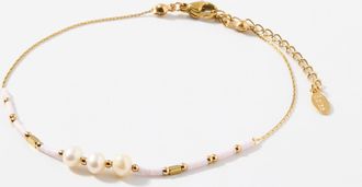 Simons Womens Bead and pearl ankle chain