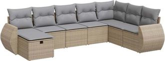 vidaXL Set De Sof&aacute;s De Jard&iacute;n Y Cojines 8 Piezas Rat&aacute;n Sint&eacute;tico Beige Vidaxl