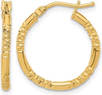 Diamond2Deal 14K Yellow Gold Textured Round Shape Hoop Earrings 20 mm