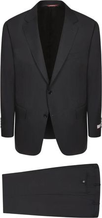 Canali Gemaakt van gekamd wol. Klassiek - Heren - Business pakken - Zwart - 2XL - Wol - Kostuums