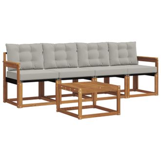 vidaXL Conjunto De Sof&aacute;s De Exterior 5 Pcs Gris Natural Y Claro Vidaxl