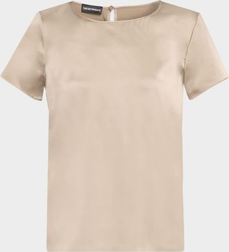 Emporio Armani Short-Sleeve Crewneck Satin Tee