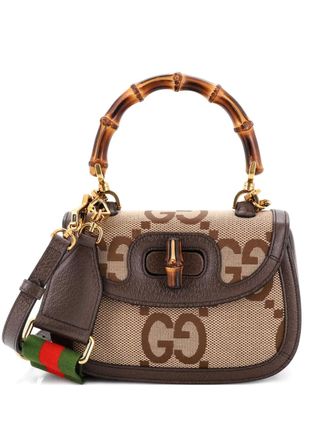 Gucci Bamboo 1947 Top Handle Bag Jumbo GG Canvas Small satchel - Brown