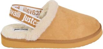 Just Cavalli Feather Sling Back - Dames - Pantoffels - Beige - 39 EU - Katoen - Schoenen