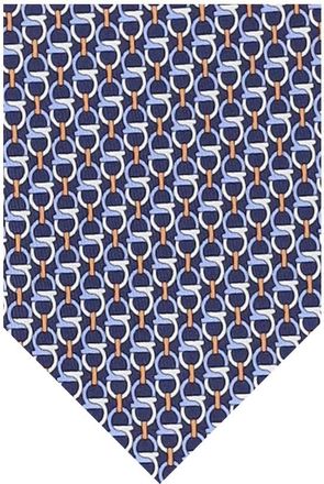 Ferragamo Blue Gancini Logo Tie