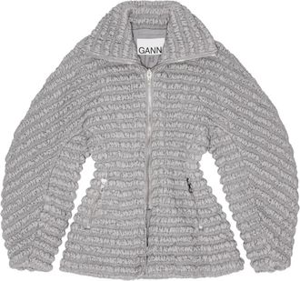 Ganni Giacca con trama texturizzata e zip - Grigio