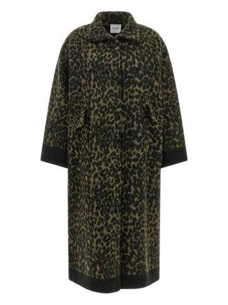 Nude Cappotto Animalier a collo alto - Verde