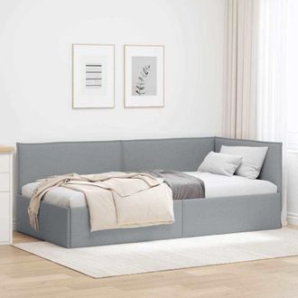 vidaXL Corner Bed Frame with Headboard Light Grey 80 x 200 cm Fabric vidaXL