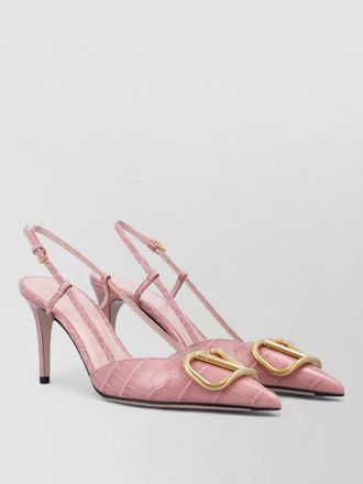 Valentino Garavani slingback pumps v logo croc texture