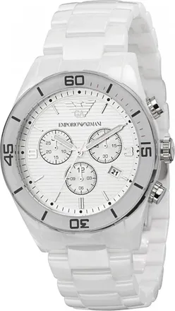 Emporio Armani Accessoires, Heren, Wit, ONE Size, Ar 1424 Chronograaf Horloge