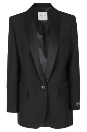 Ermanno Scervino Black Single-Breasted Padded Shoulders Polyester Blazer