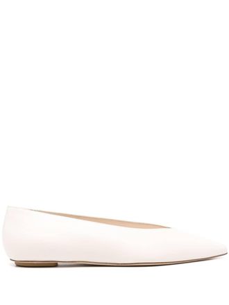 Stuart Weitzman pointed-toe leather ballerinas - women - Calf Leather/Calf Leather/Calf Leather - 36.5 - Neutrals