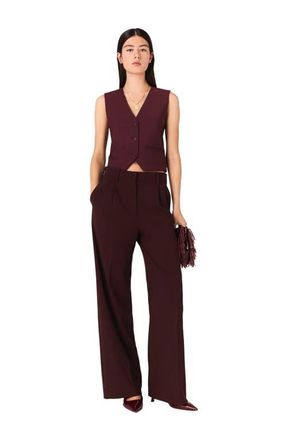 Maje Tailored high-waisted suit trousers in Burgundy at Nordstrom, Size 40 Eu