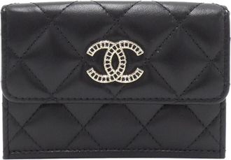 Chanel Black Leather Wallet (Tri-Fold) (Pre-Owned)