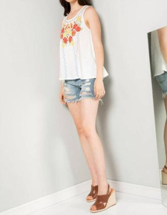 THML Clothing Embroidered Knit Tank In White