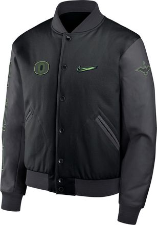 Nike Oregon Origin of Speed Nike Mens College Full-Snap Varsity Jacket in Black | 05AI166NUON-J2L