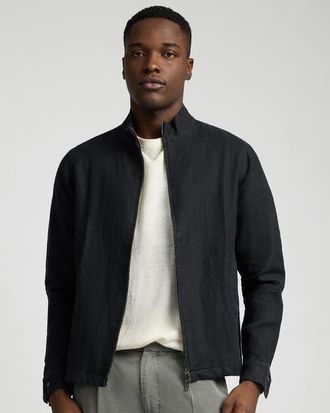 Onia Linen Bomber Jacket in Washed Black at Nordstrom, Size Medium