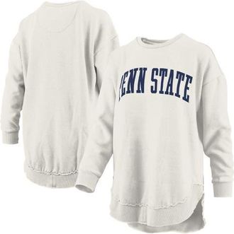 Pressbox Womens Pressbox Oatmeal Penn State Nittany Lions Melange Poncho Vintage Fleece Long Sleeve Pullover Sweatshirt at Nordstrom, Size Xx-Large