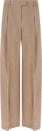 Brunello Cucinelli Multicolor Linen Flared Womens Pants