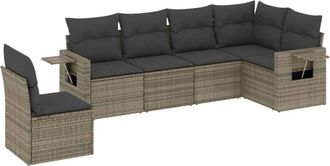 vidaXL Vidaxl - Set De Muebles De Jard&iacute;n 6 Pzas Y Cojines Rat&aacute;n Sint&eacute;tico Gris