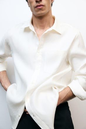 H&M Regular-fit linen-blend shirt in White at Nordstrom, Size X-Large