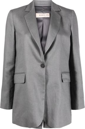 Blanca Vita single-breasted long-sleeve blazer - women - Linen/Flax - 40 - Grey